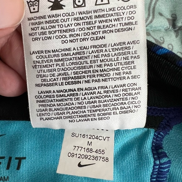 Nike Dri Fit Printed Training Tights Cropped Leggings Blue Women’s Size M - Picture 10 of 10